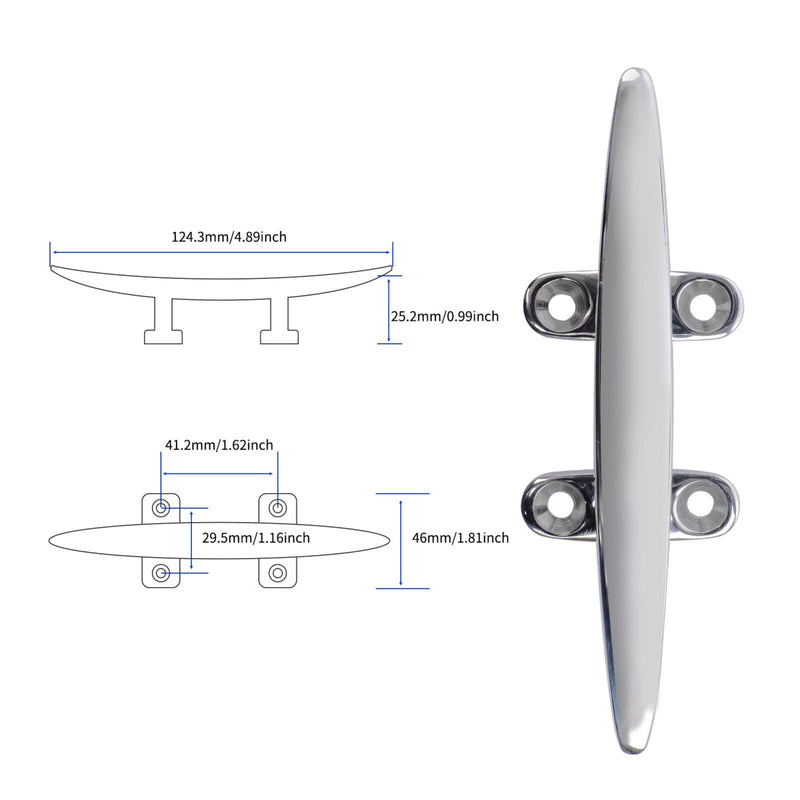 Stainless Steel Low Silhouette Cleat for Boats