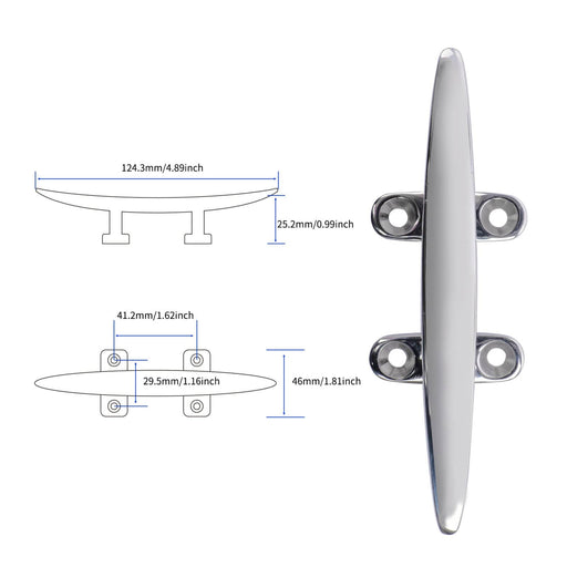 Stainless Steel Low Silhouette Cleat for Boats