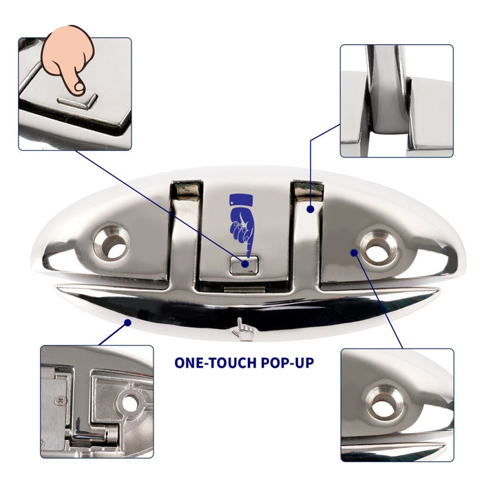 Heavy Duty Stainless Steel Cleats with Pop-up Button