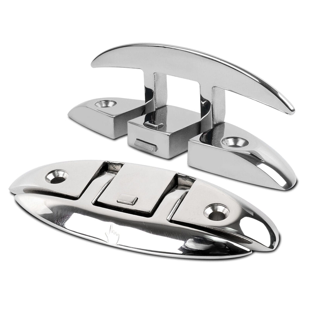 316 Stainless Steel Flip-Up Dock Cleats with Innovative Pop-Up Button for Yachts & Marine Hardware 2 Pack