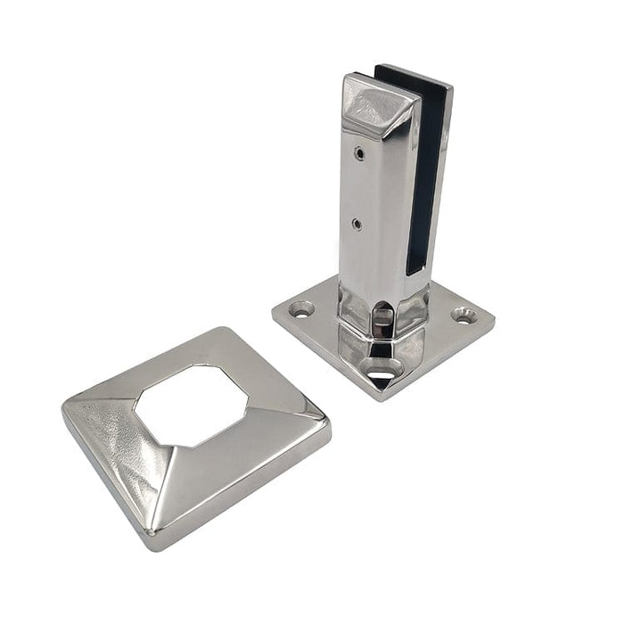Marine-grade glass connector for railings