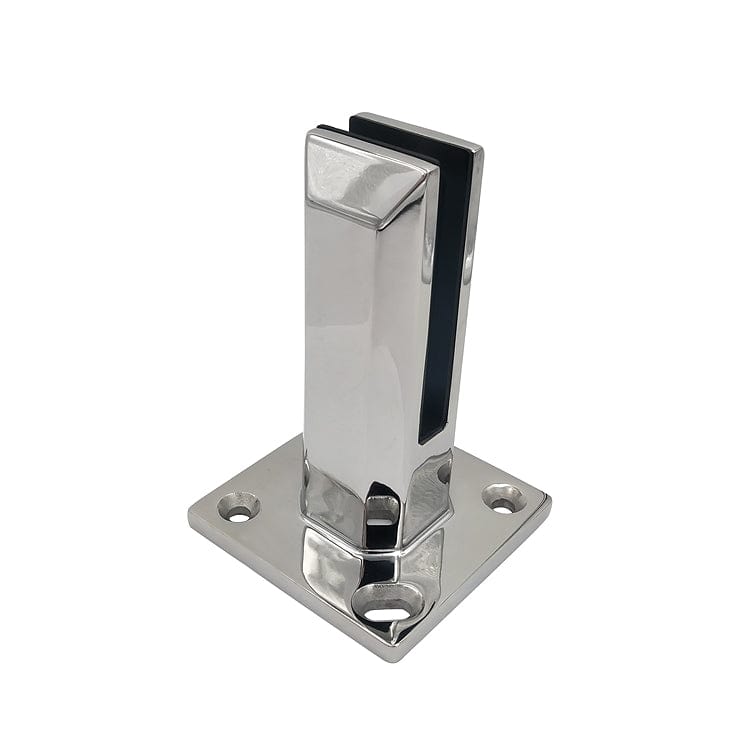 Polished stainless steel frameless glass clamp