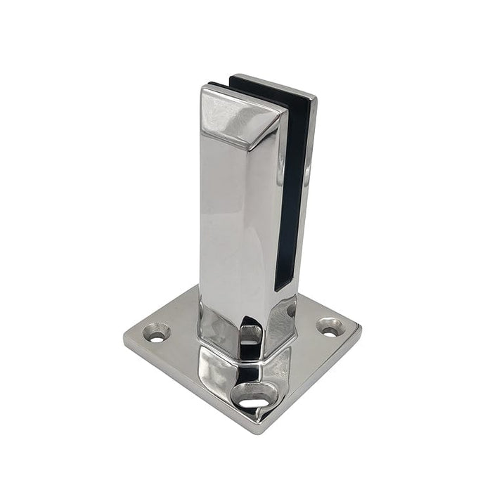 Polished stainless steel frameless glass clamp