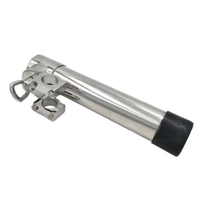 Adjustable clip-on marine fishing rod holder