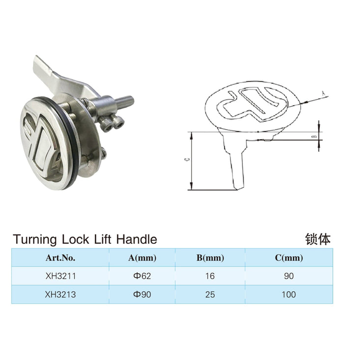 XINXING MARINE Rotating Floor Lock for Yachts Embedded Hatch Latch with Lift Handle