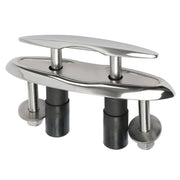 Metallic boat cleat with a white background