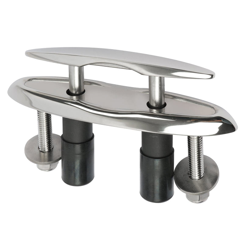 Metallic boat cleat with a white background