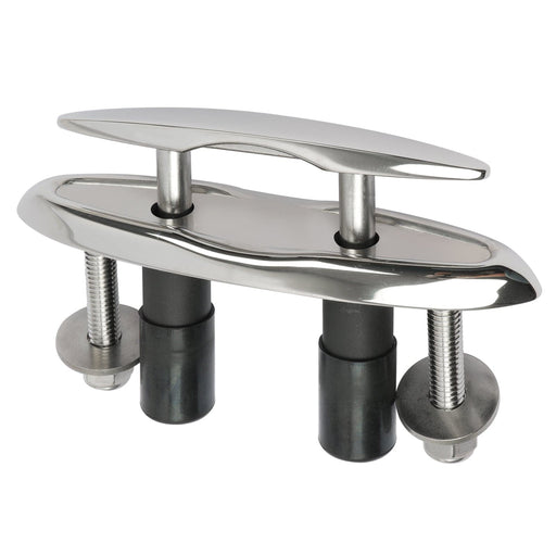 Metallic boat cleat with a white background