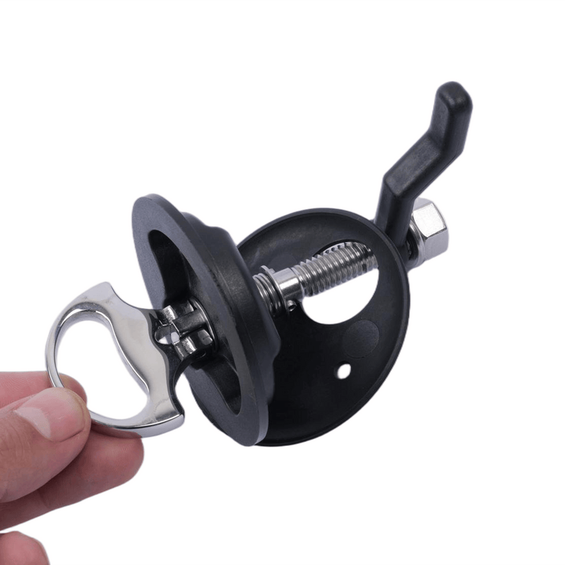 Black and silver Boat Latches held by a hand